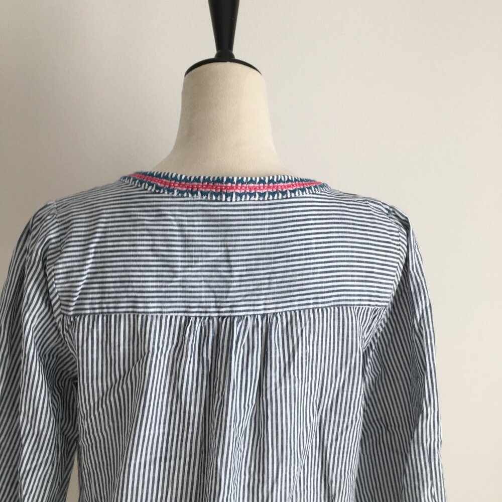 SAVANNAH JANE Striped Multicolor Floral Embroidery 3/4 Sleeve Shirt - Picture 9 of 10